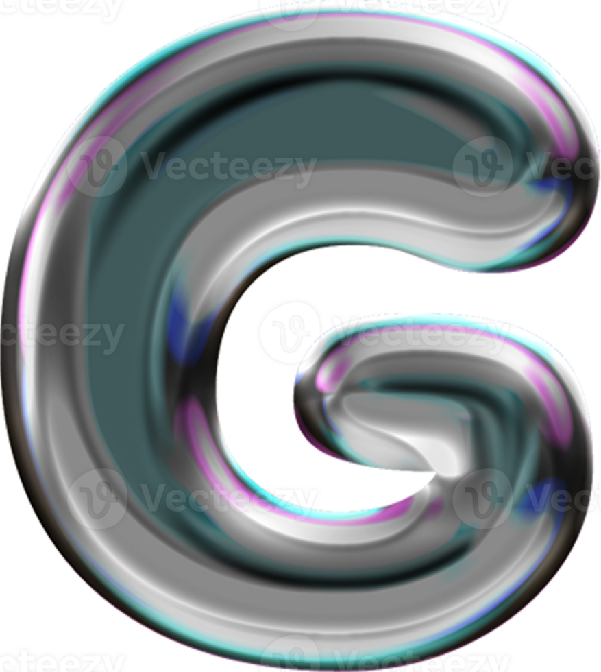 Chrome Liquid Blob Alphabet Letter G png