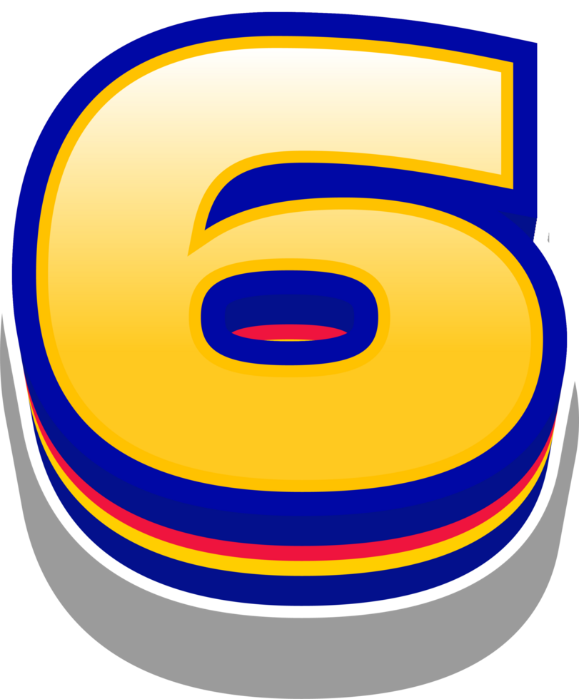 Yellow Light Layered Alphabet Number 6 png