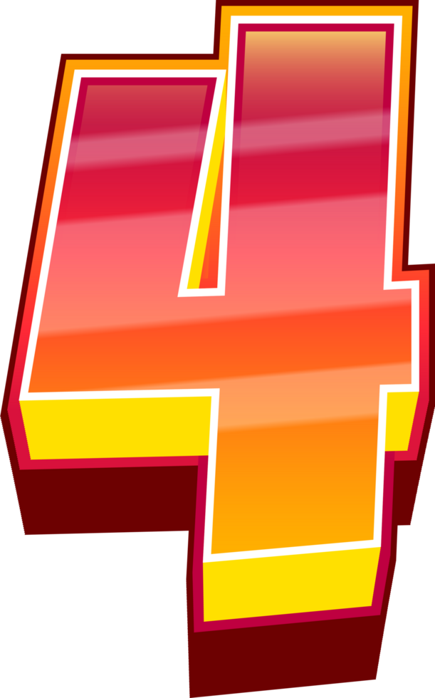 Orange Comic Stripped  Alphabet Number 4 png