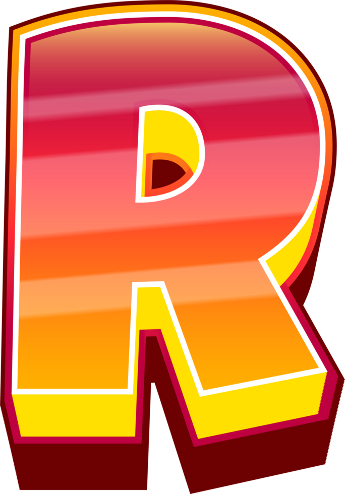 Orange Comic Stripped  Alphabet Letter R png