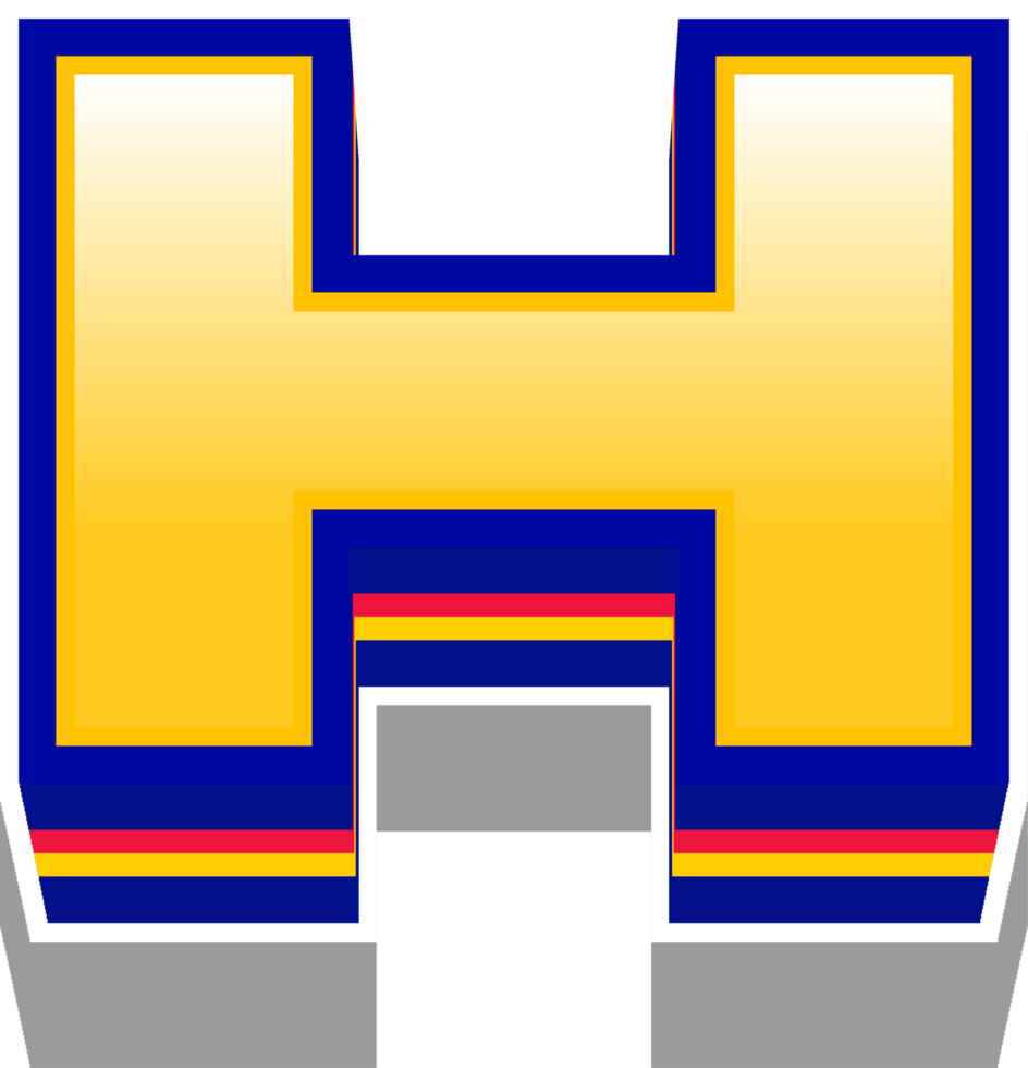 Yellow Light Layered Alphabet Letter H 36131116 PNG