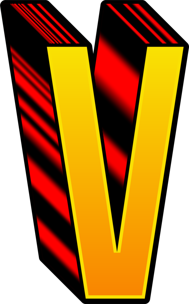 3D Yellow Red Stripped Alphabet Letter V 36131131 PNG