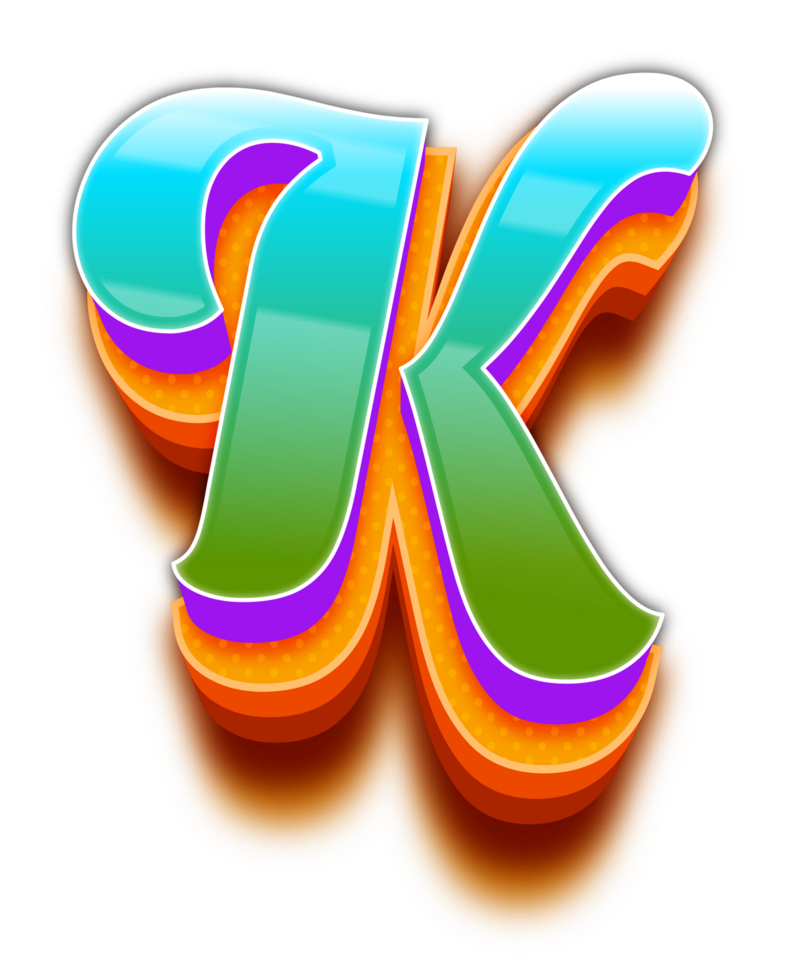 3D Green Blue Light Shadow Alphabet Letter K png