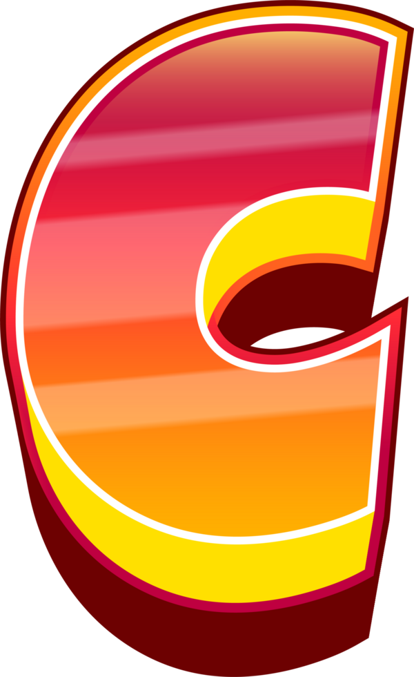 Orange Comic Stripped  Alphabet Letter C png