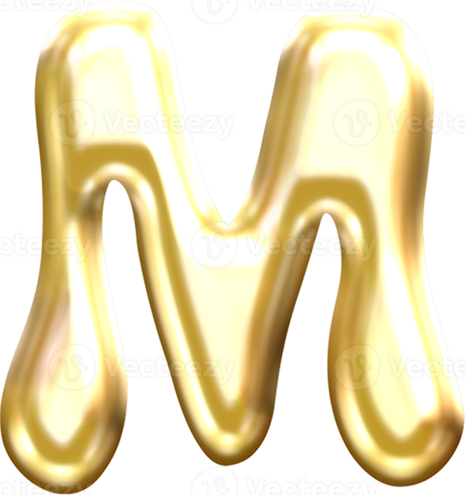 Golden Liquid Blob Alphabet Letter M png