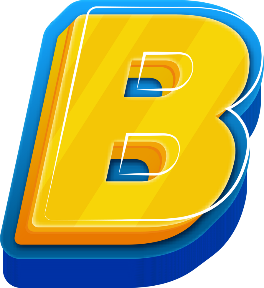 3D Blue Line Yellow Blue Alphabet Letter B png