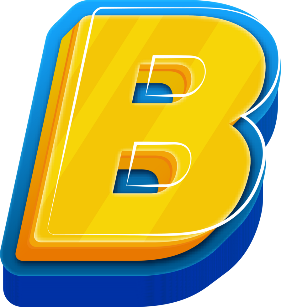 3d bleu ligne Jaune bleu alphabet lettre b png