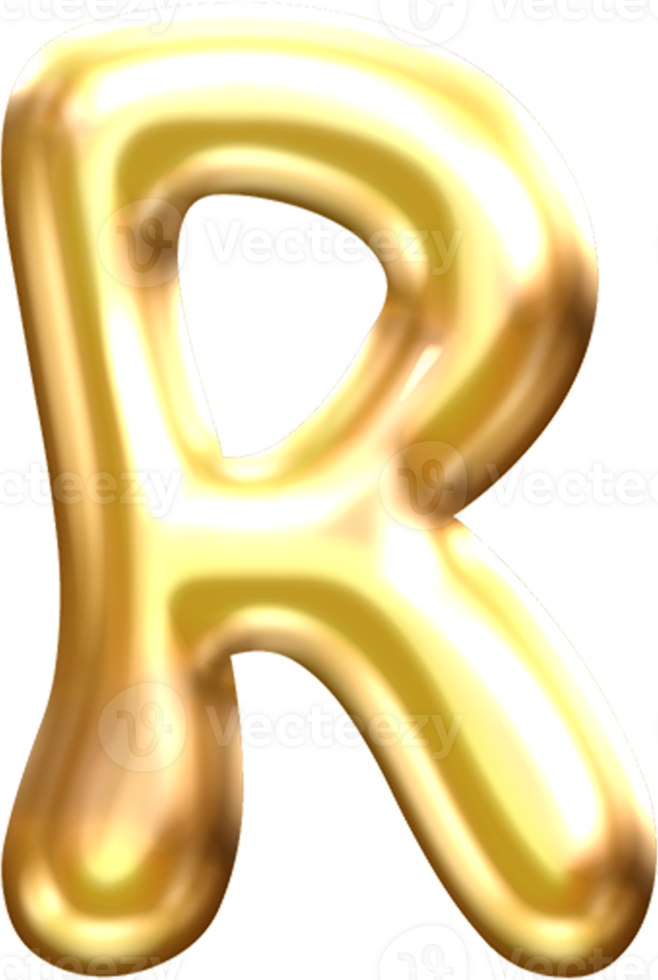 Golden Liquid Blob Alphabet Letter R png