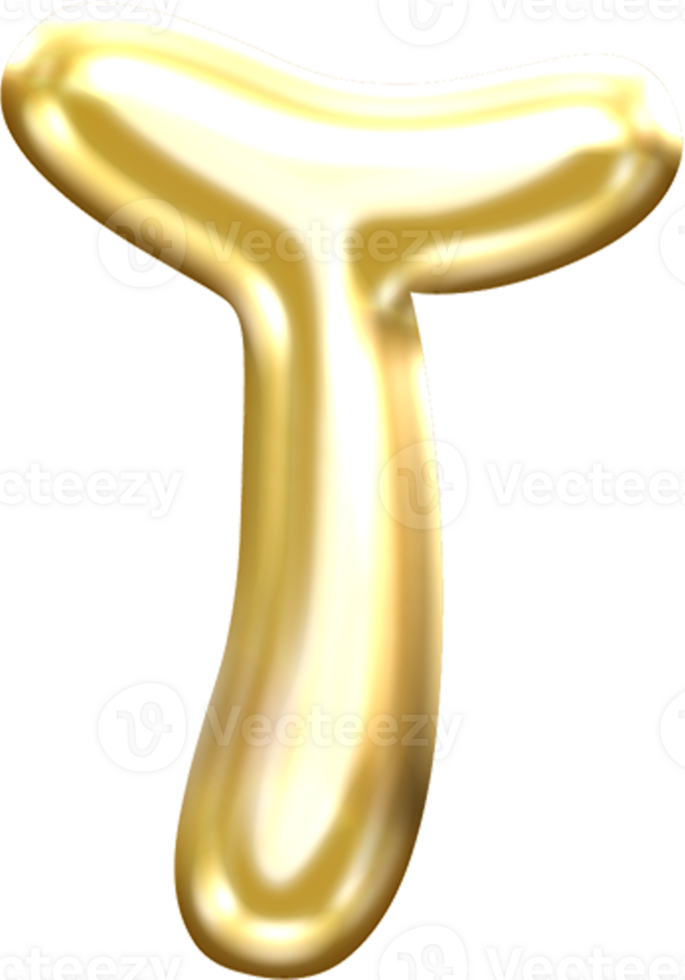 Golden Liquid Blob Alphabet Letter T png