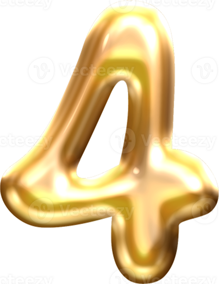 d'oro liquido macchia alfabeto numero 4 png