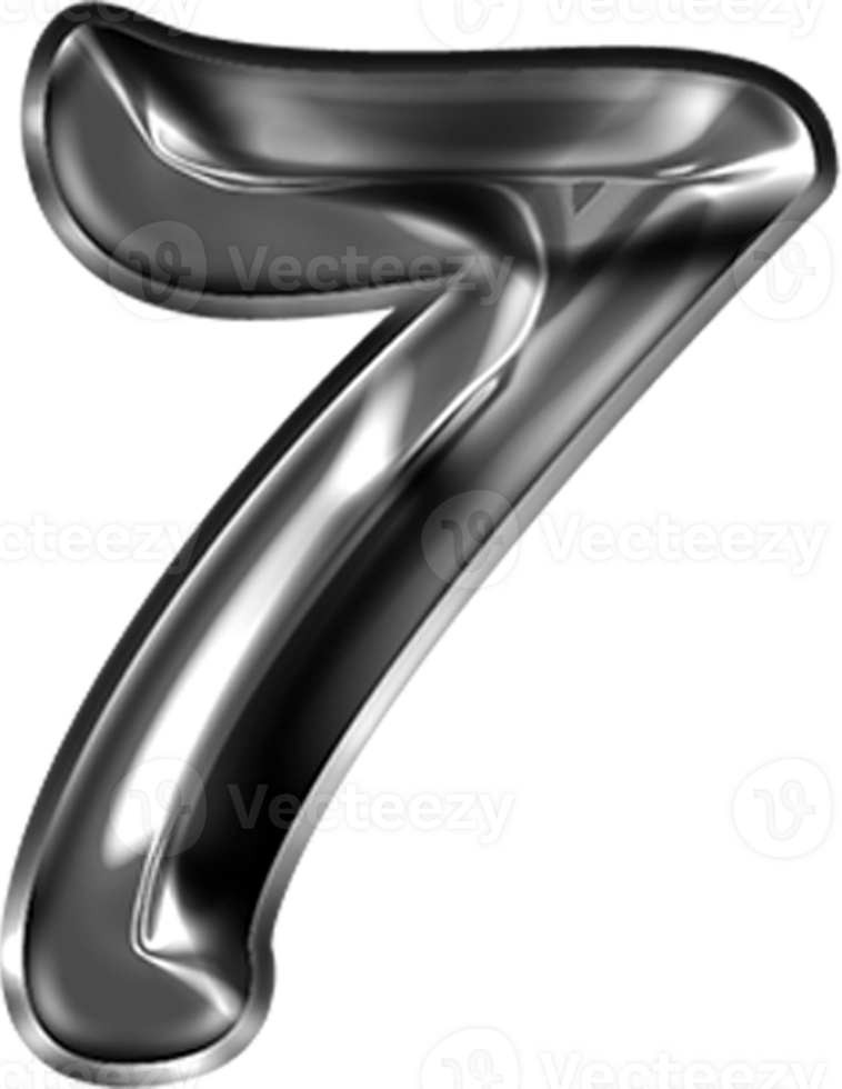 Metal Liquid Alphabet Number 7 png