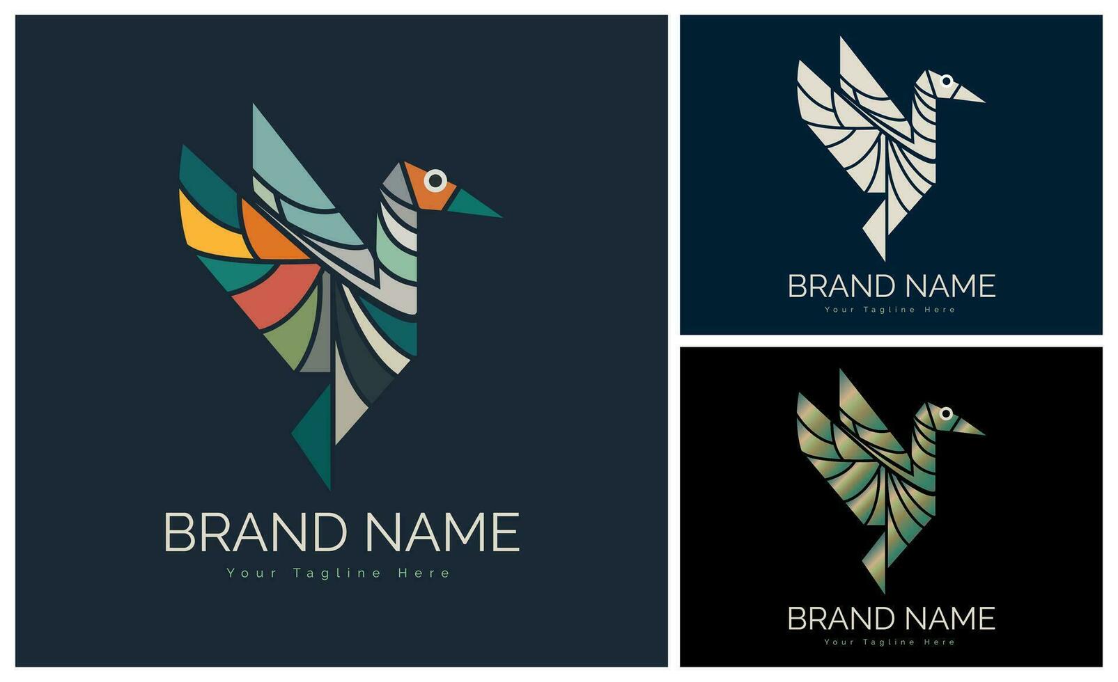 flying bird mosaic style logo template design for brand or company and other vector