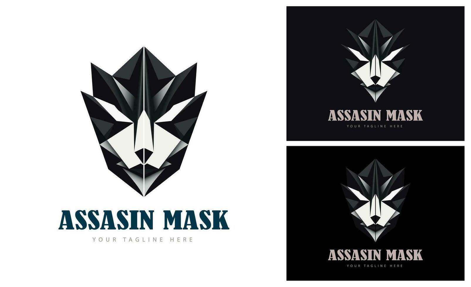 Assassins mask face mosaic style modern logo template design for brand or company vector