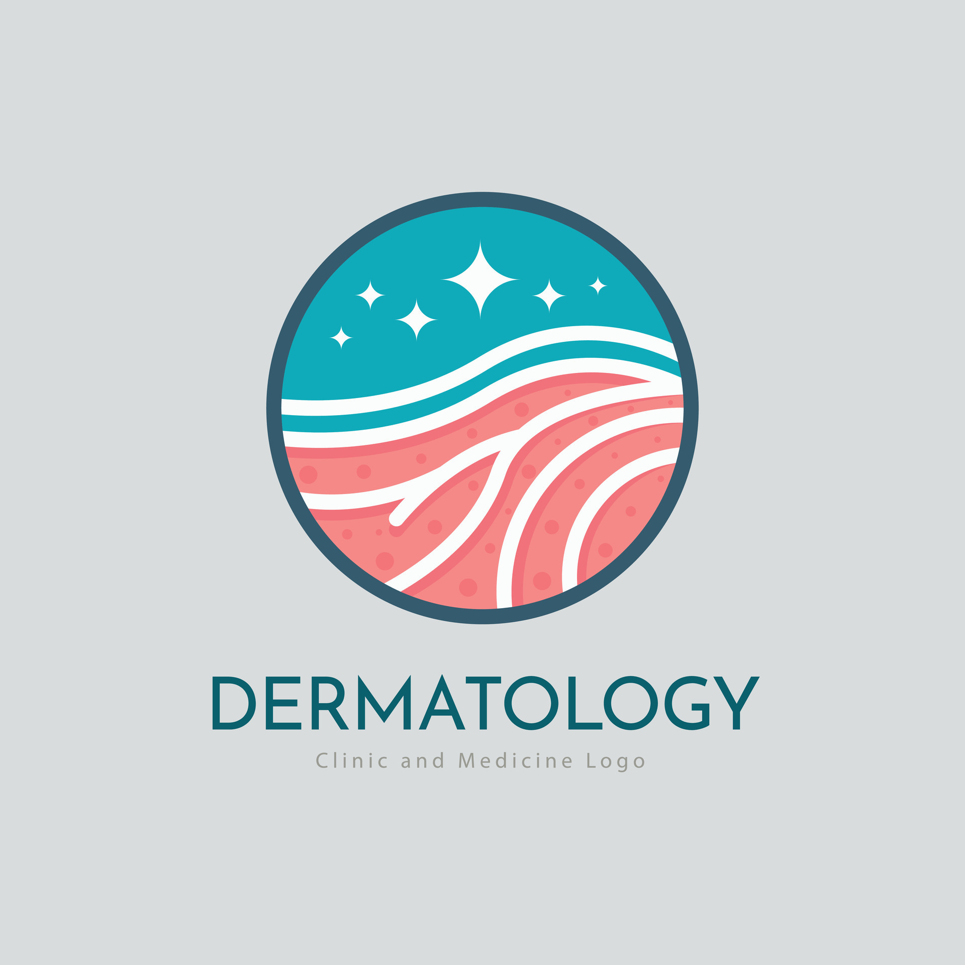 Dermatology skin care clinic and medicine logo template design for
