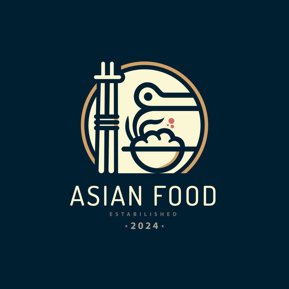 Asian food chopsticks cup logo template design for brand or company and other vector