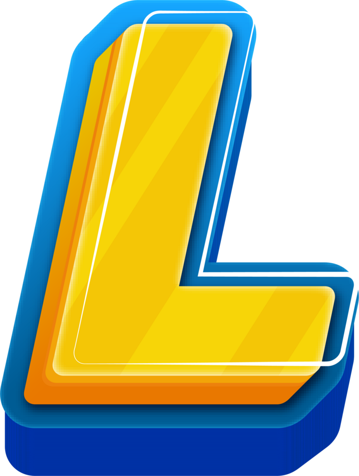 3D Blue Line Yellow Blue Alphabet Letter L png