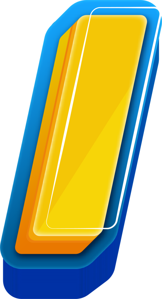 3D Blue Line Yellow Blue Alphabet Letter I png
