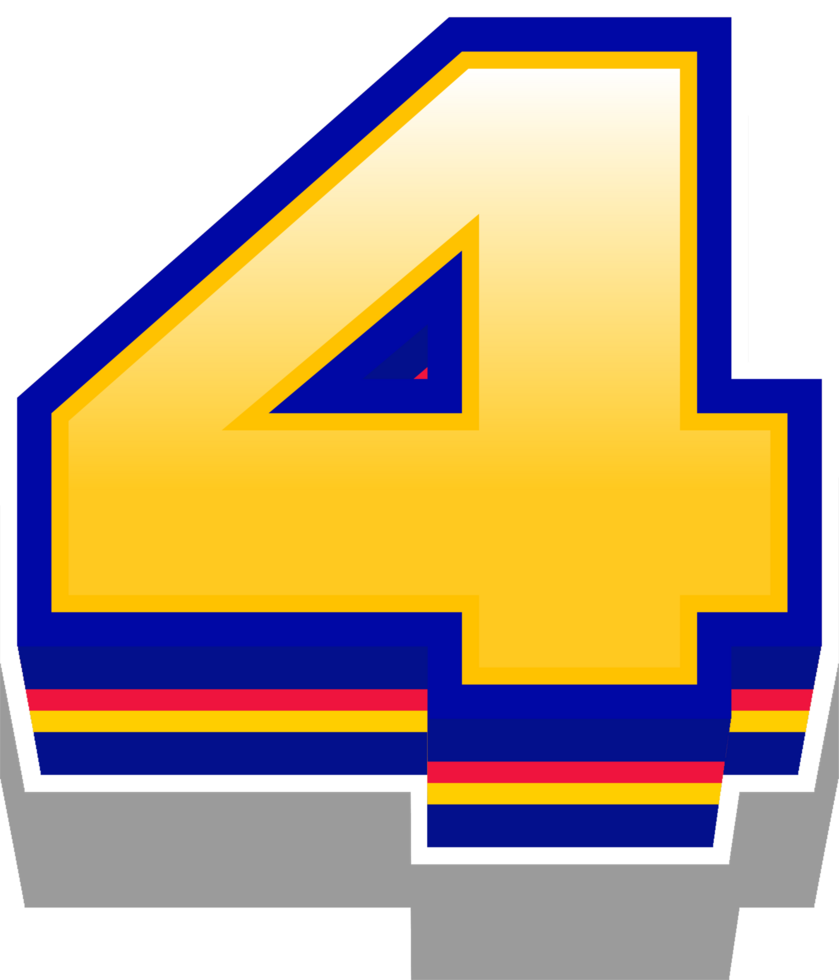 Yellow Light Layered Alphabet Number 4 png