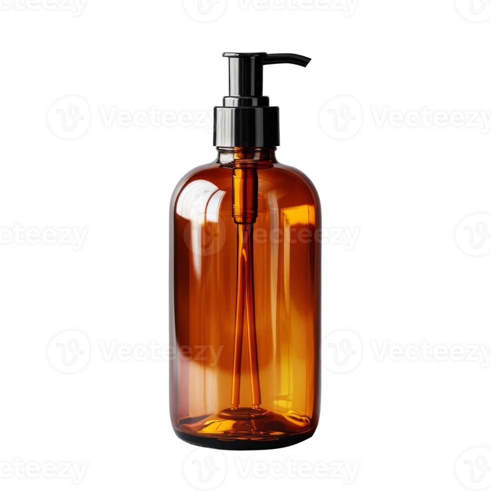 AI generated Amber Bottle of Liquid Soap on Transparent Background Created With Generative AI Technology png