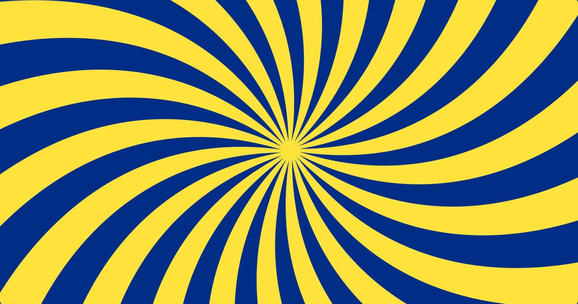 a yellow and blue striped background with a spiral vector