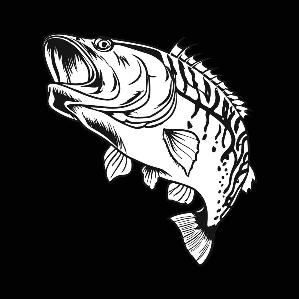 Big bass fish vector cartoon for t shirt Big bass fish t shirt design