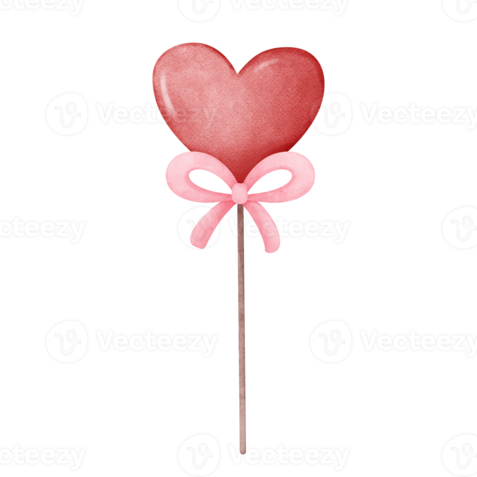 Red heart with pink bow png