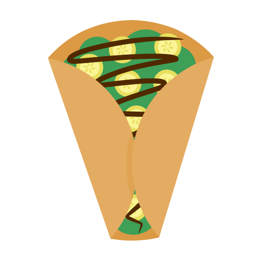 Delicious crepes snack with banana topping png