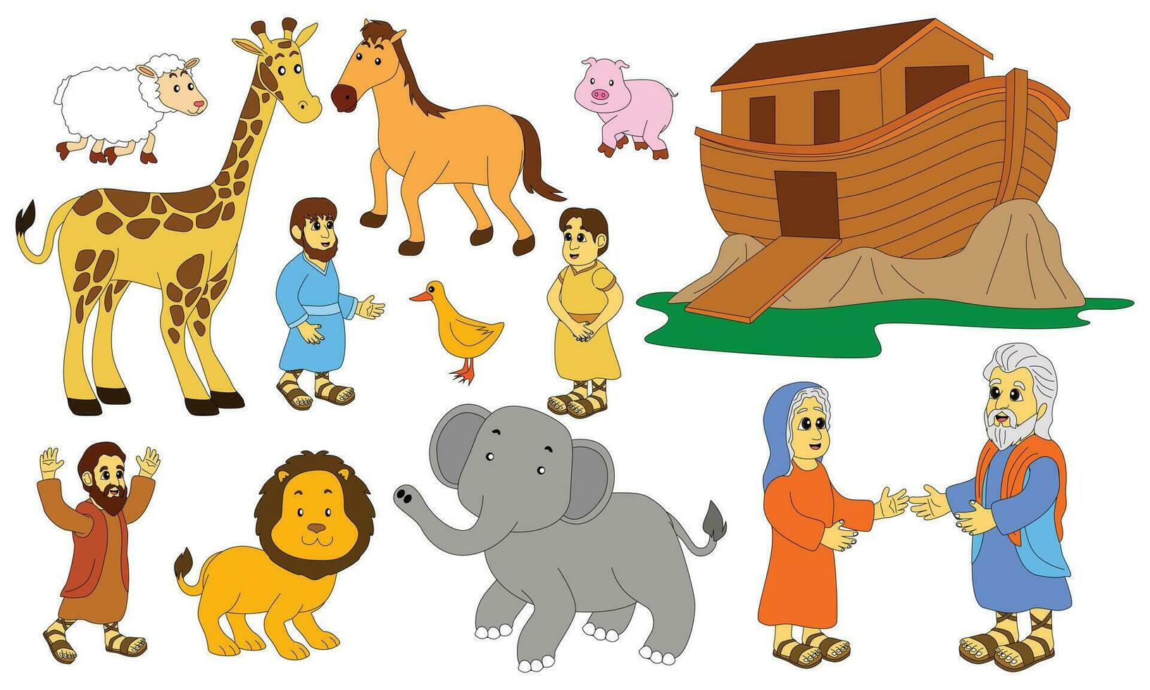 a collection of characters from the story of Noah vector