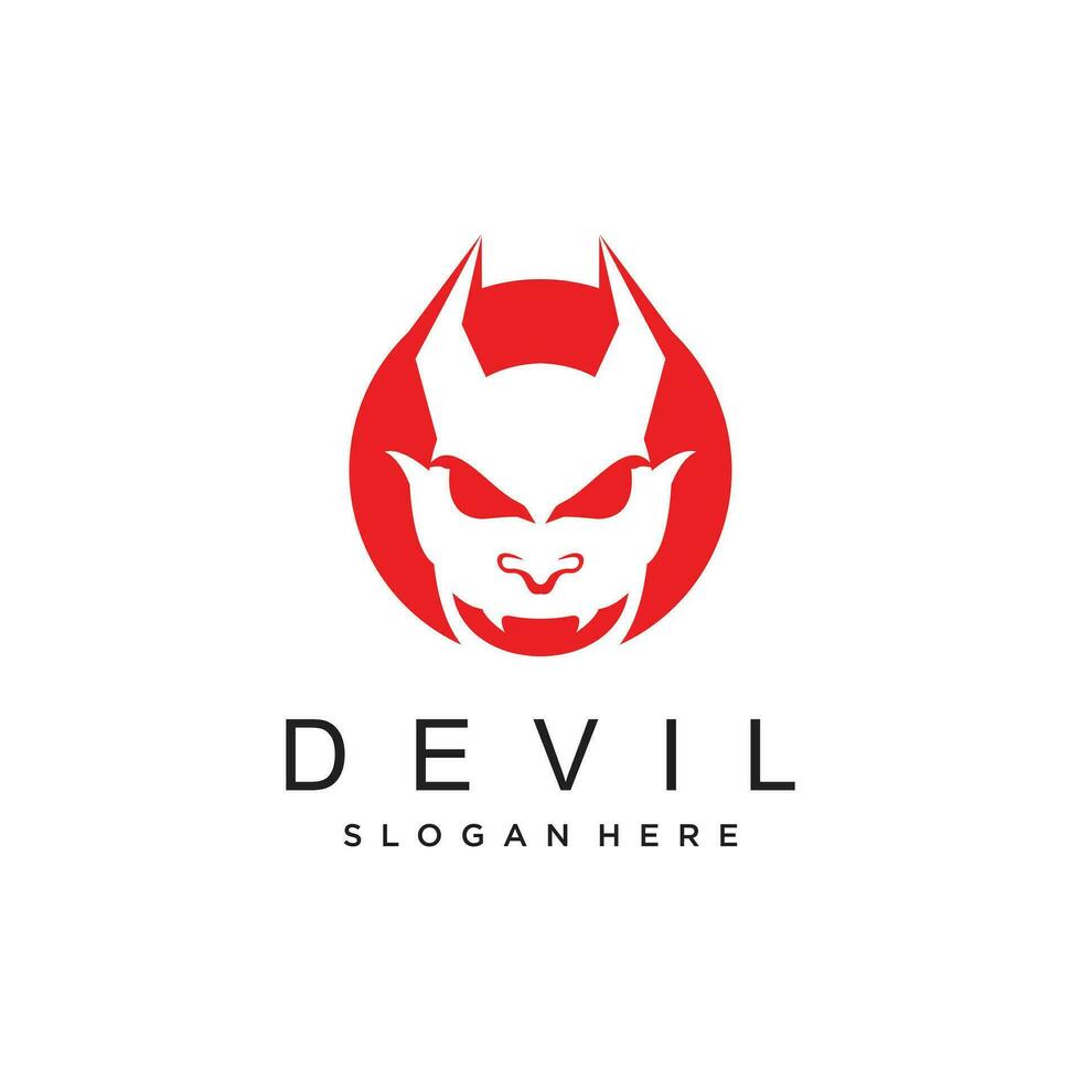 Vector red devil logo design with simple concept