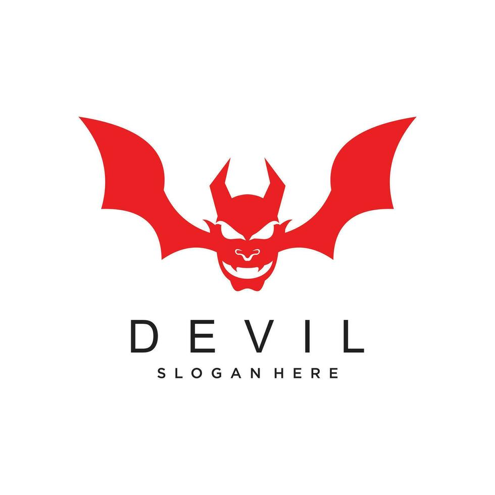 Vector red devil logo design with simple concept