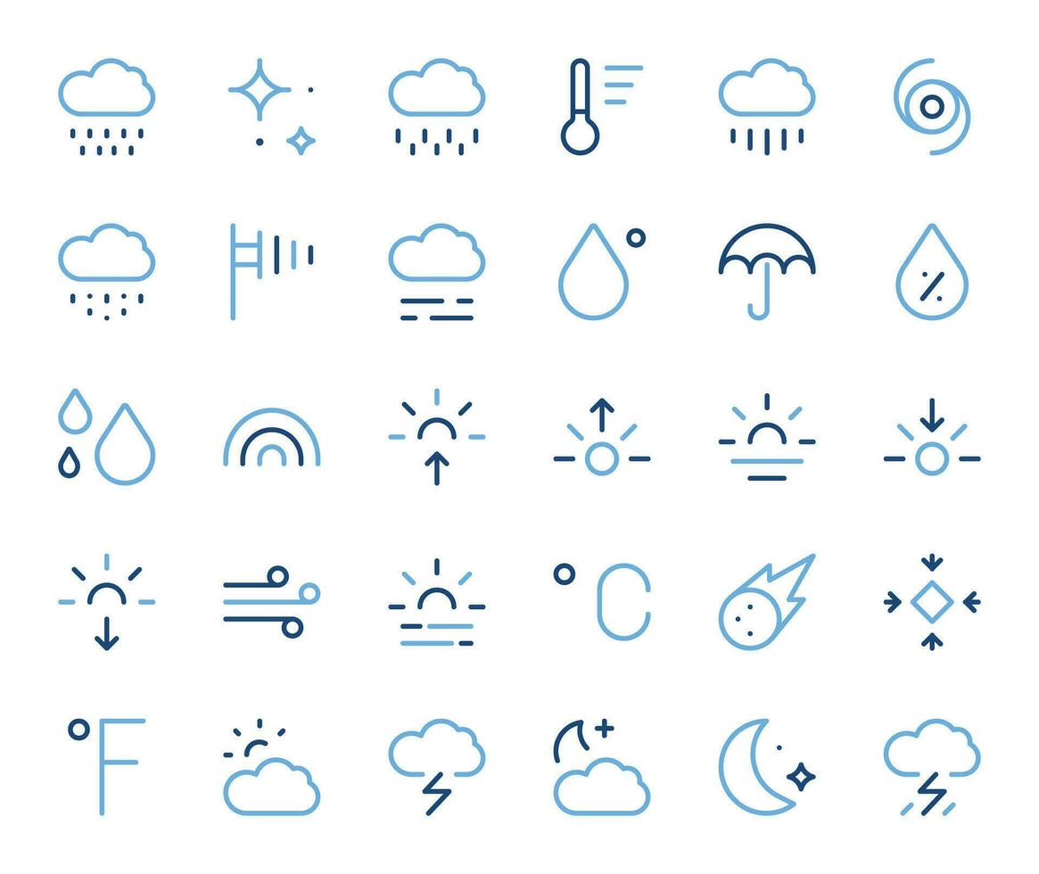 Weather Icons Set - Meteorology Forecast Symbols Vector Collection