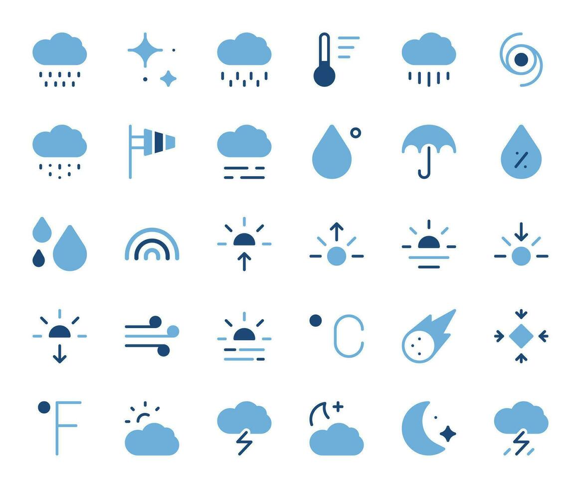 clima íconos conjunto - meteorología pronóstico símbolos vector colección