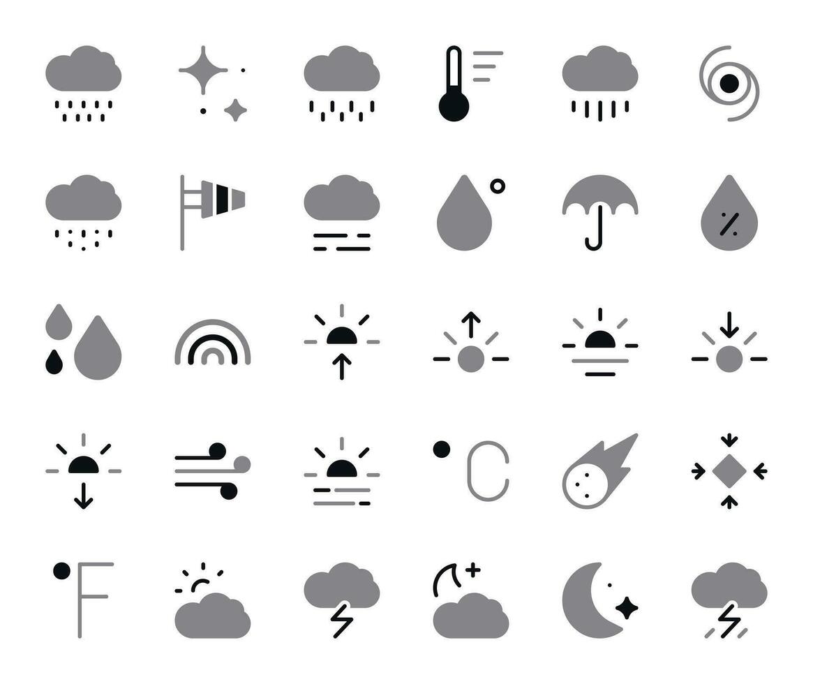 Weather Icons Set - Meteorology Forecast Symbols Vector Collection