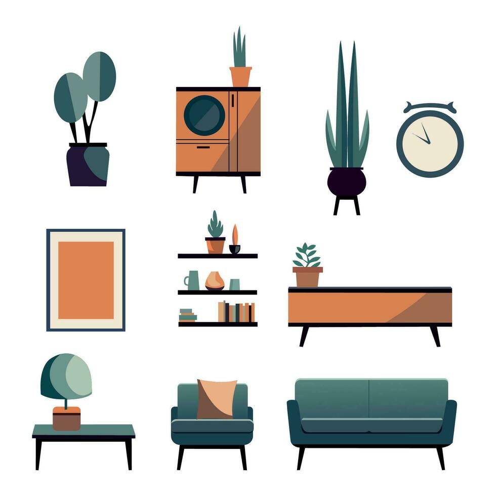 conjunto de mueble íconos vector ilustración