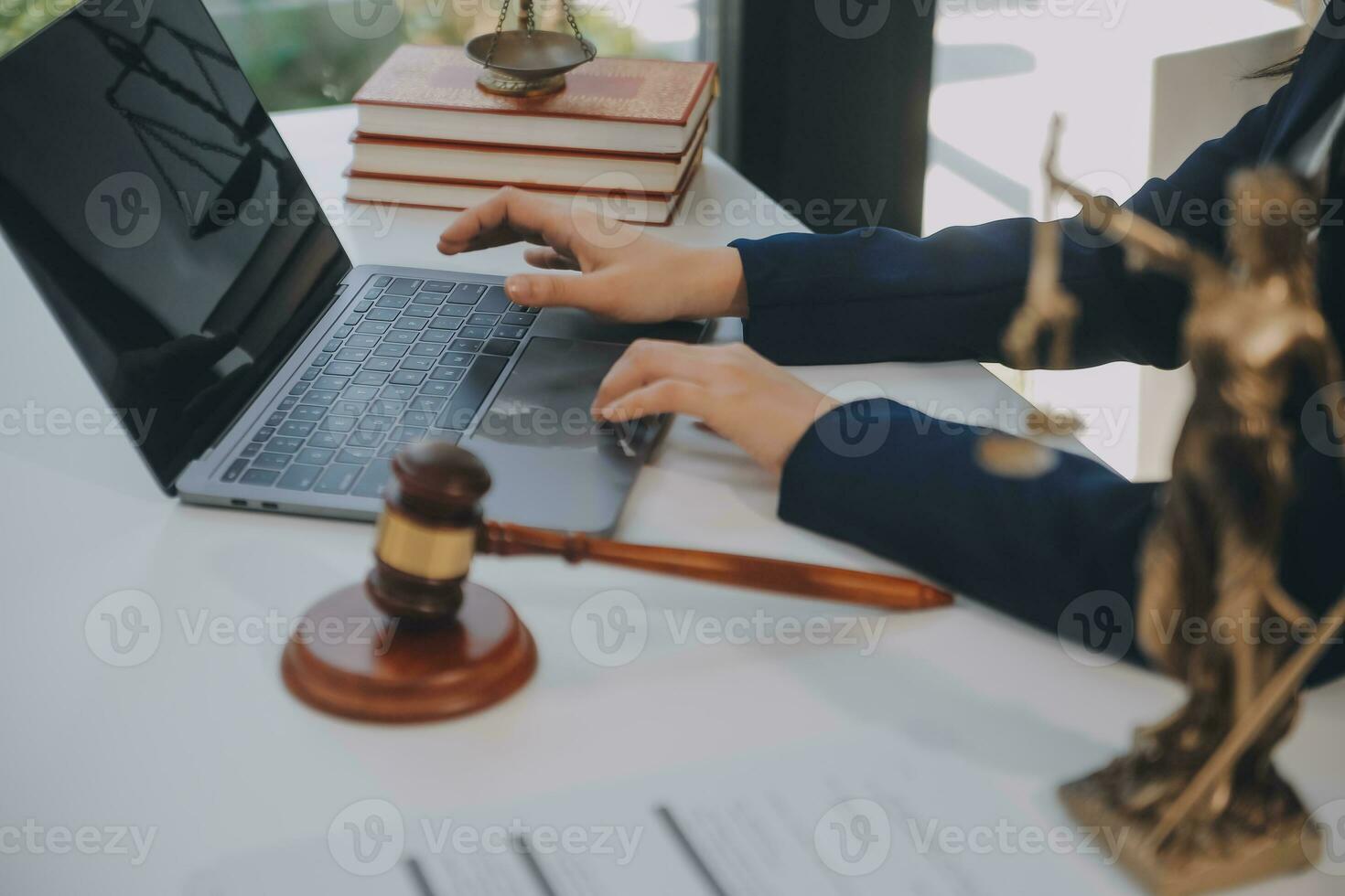 Lawyer, legal advisor, businessman brainstorming information on agreement details Business contracts in legal processing books for accuracy in contract documents. joint financial investment. photo