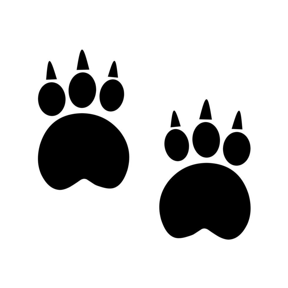 Silhouette of two bear front paw prints on a white background. Suitable for dangerous carnivorous animal logos. vector