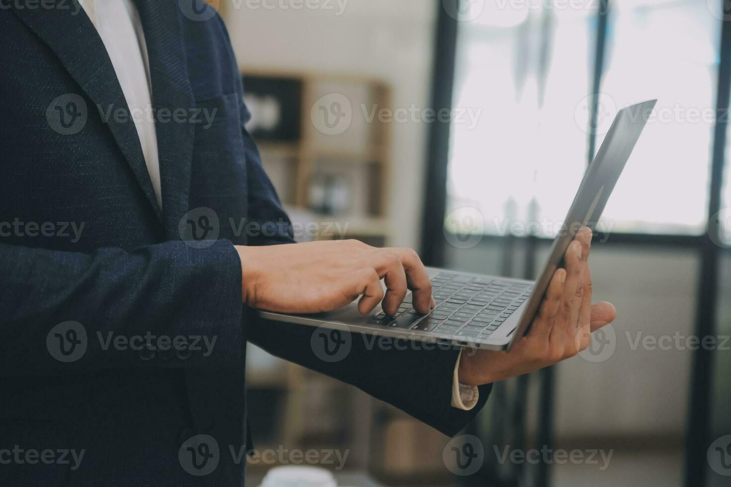 Financial analysts analyze business financial reports on a digital tablet planning investment project during a discussion at a meeting of corporate showing the results of their successful teamwork. photo
