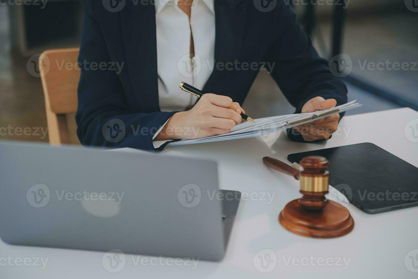 Lawyer, legal advisor, businessman brainstorming information on agreement details Business contracts in legal processing books for accuracy in contract documents. joint financial investment. photo