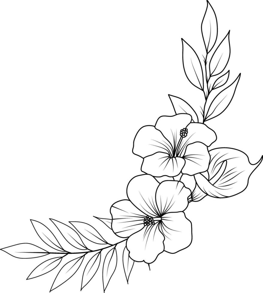 flower bouquets .Hand drawn flowers. black and white flower sketch vector