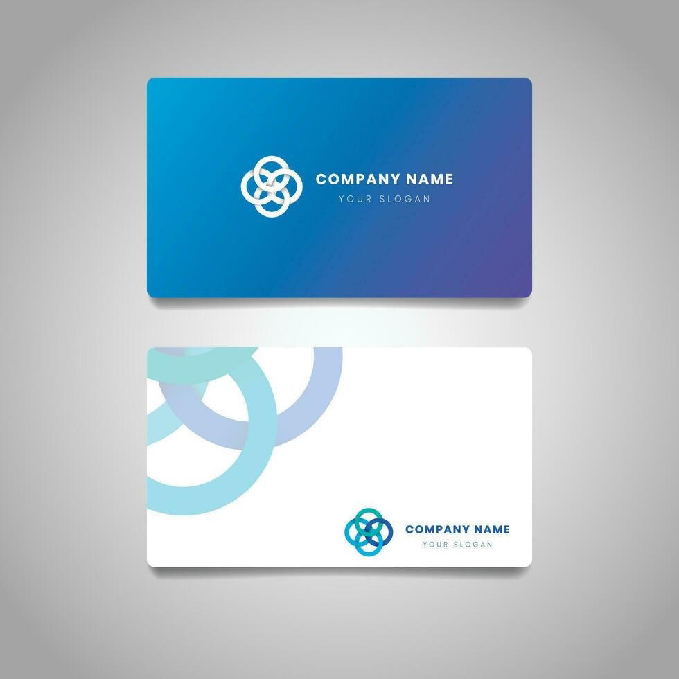 business card template with blue and purple circles vector