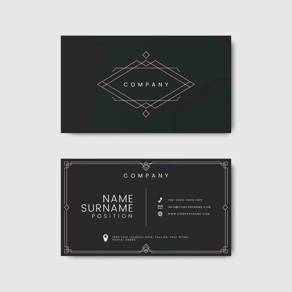 a black and pink business card with a geometric design vector