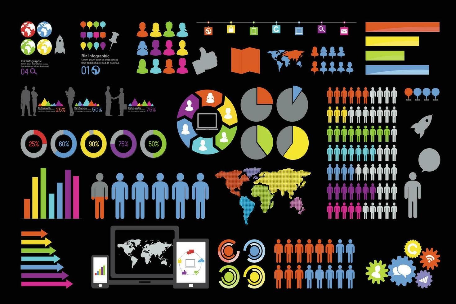 infographic vector set with various icons and symbols