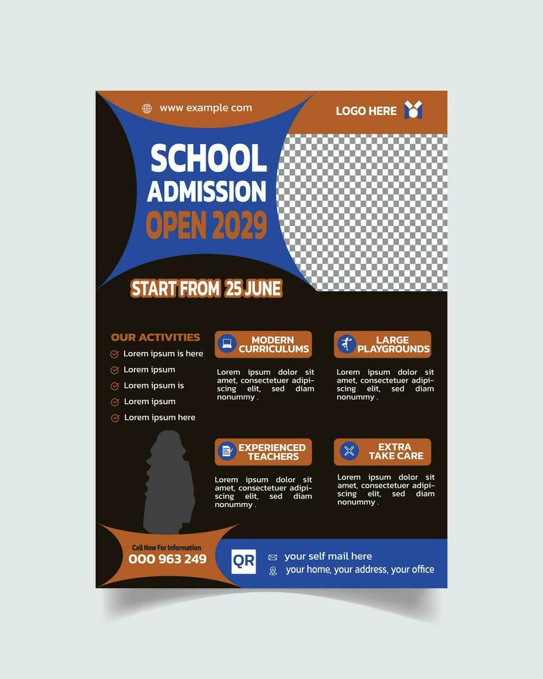 Unique Private School Flyer Template and Modern Admission Leaflet Home School Poster vector