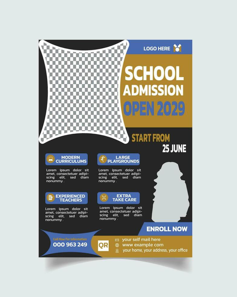 Creative Unique School Flyer Template and Wonderful Admission Leaflet Private School Poster vector