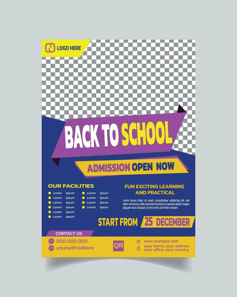 Back to School Luxury Template and Creative Admission Leaflet Unique Design School Poster vector