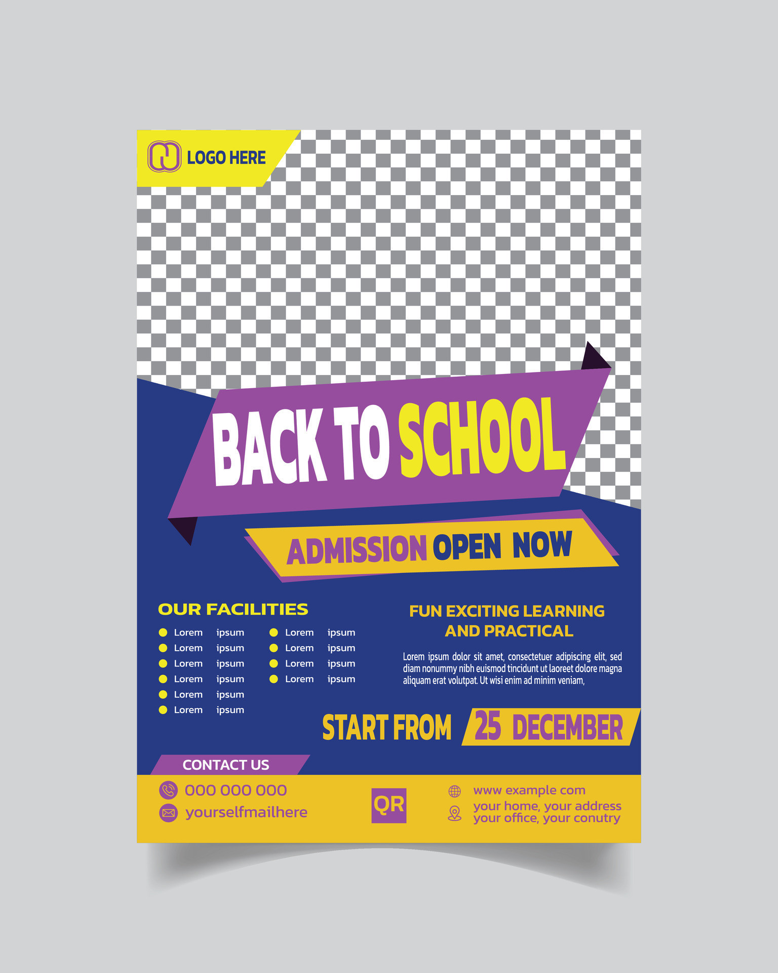 Back to School Luxury Template and Creative Admission Leaflet Unique Design School Poster