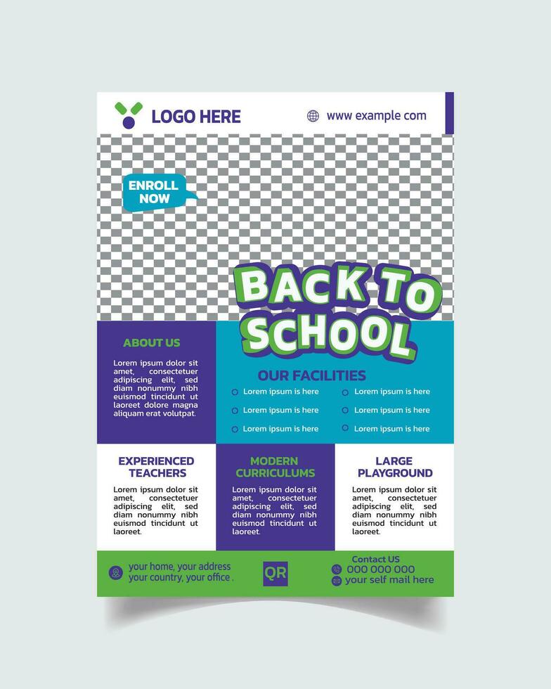 Kids School Poster and  Creative Design School Leaflet Admission Flyer Vector File