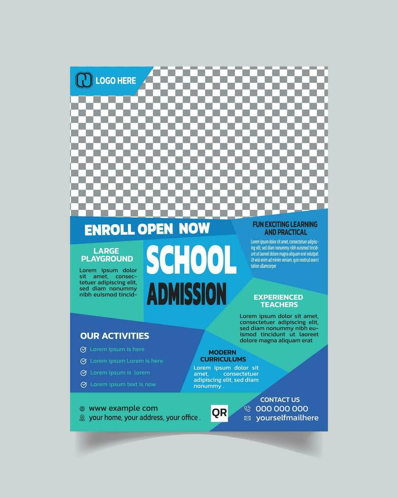Elegant Back to School Flyer Template and Trendy Admission Leaflet or Modern Design School Poster vector