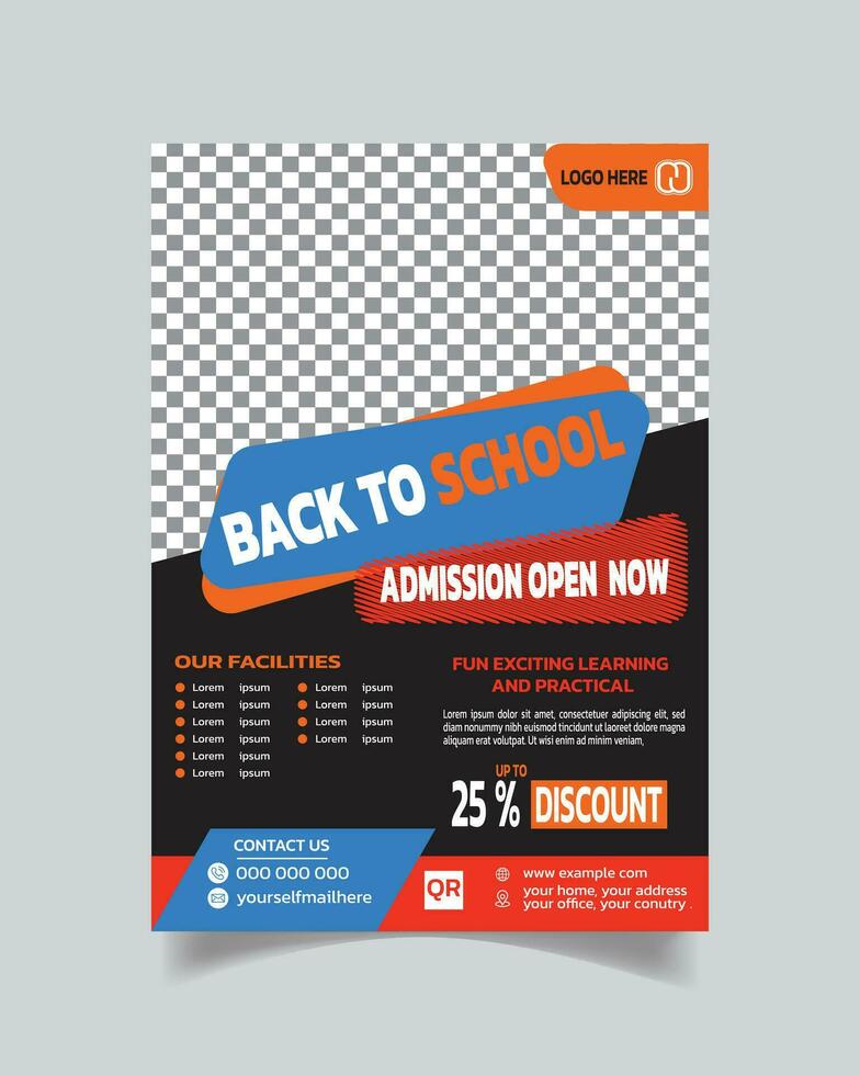 Unique Back to SchoolTemplate and Modern Admission Leaflet Elegant School Poster vector