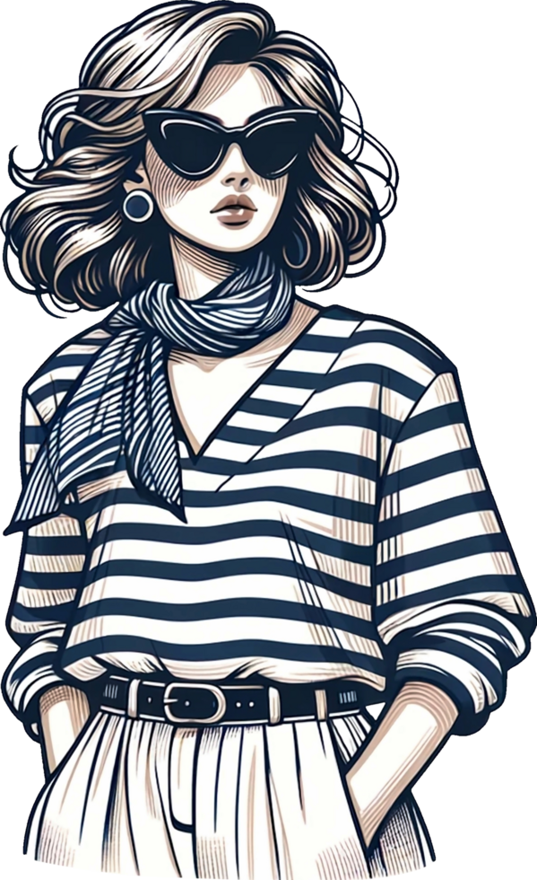 AI generated 50s fashion woman with sunglasses. This versatile design is ideal for prints, t-shirt designs, mug making, and many other tasks. png